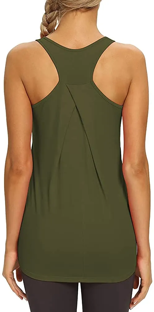 Mippo Womens Workout Tops Athletic Yoga Tennis Shirts Flowy Long Racerback Tank Tops