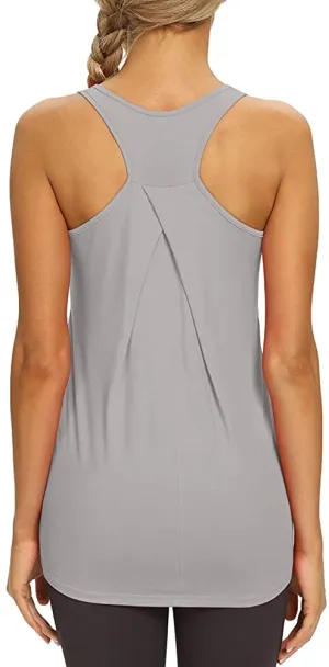 Mippo Womens Workout Tops Athletic Yoga Tennis Shirts Flowy Long Racerback Tank Tops