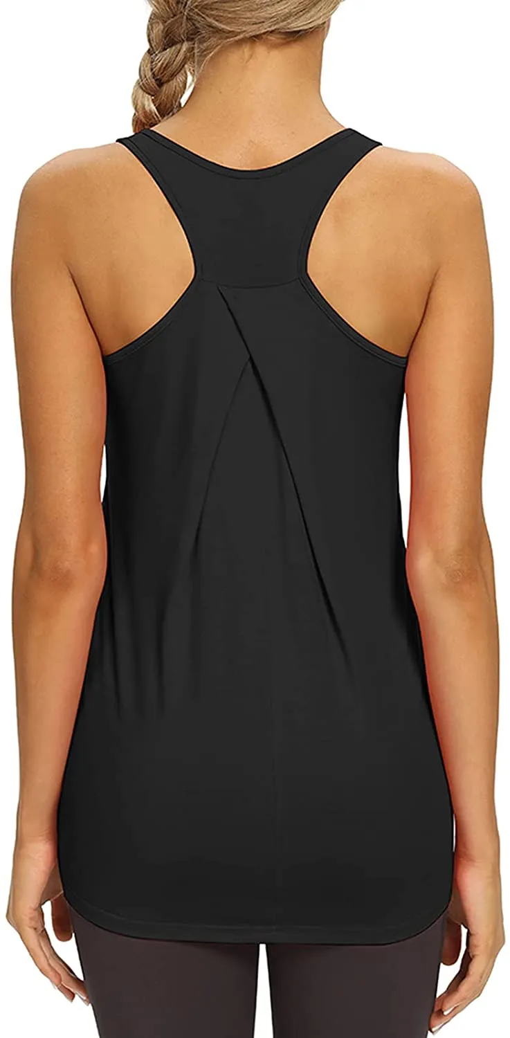 Mippo Womens Workout Tops Athletic Yoga Tennis Shirts Flowy Long Racerback Tank Tops