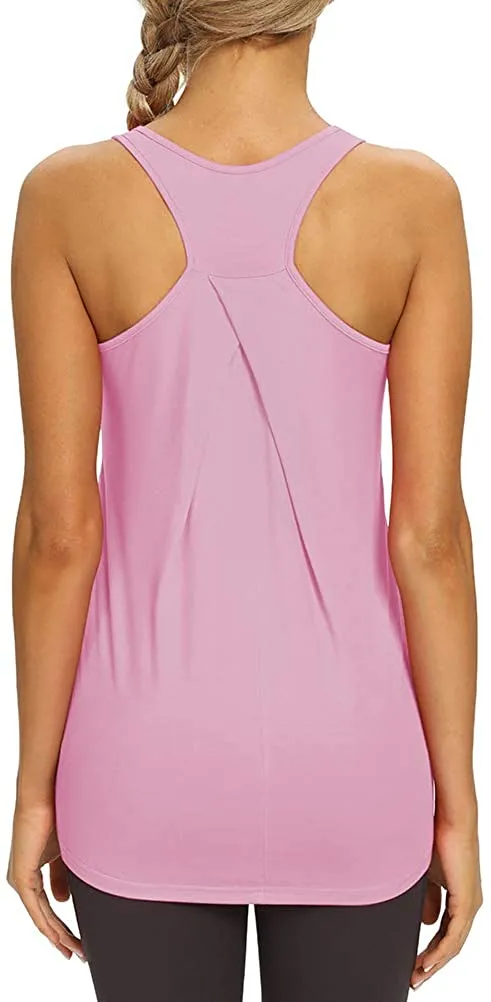 Mippo Womens Workout Tops Athletic Yoga Tennis Shirts Flowy Long Racerback Tank Tops