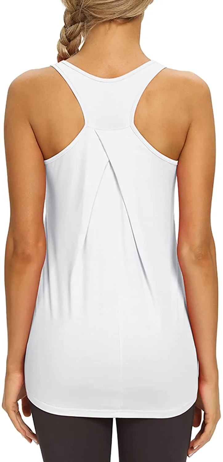 Mippo Womens Workout Tops Athletic Yoga Tennis Shirts Flowy Long Racerback Tank Tops