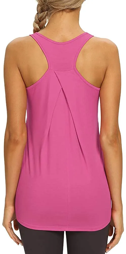 Mippo Womens Workout Tops Athletic Yoga Tennis Shirts Flowy Long Racerback Tank Tops