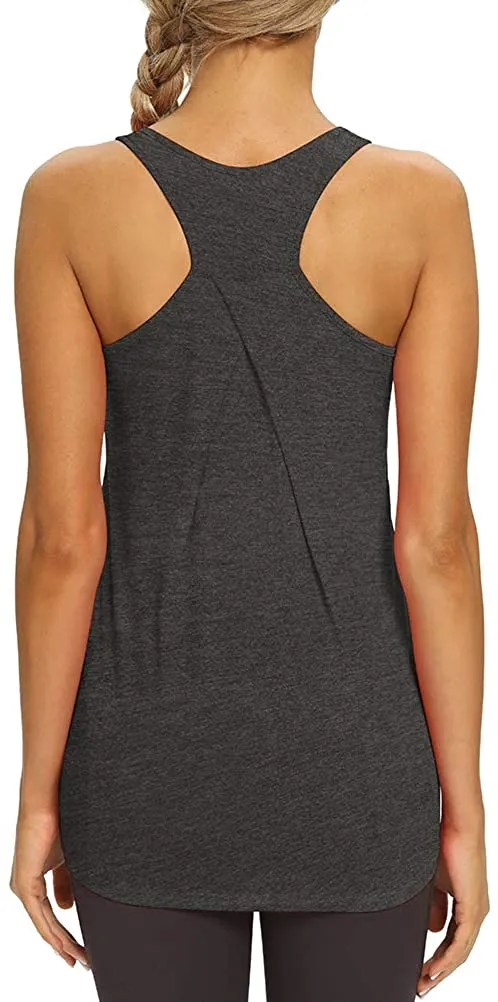 Mippo Womens Workout Tops Athletic Yoga Tennis Shirts Flowy Long Racerback Tank Tops