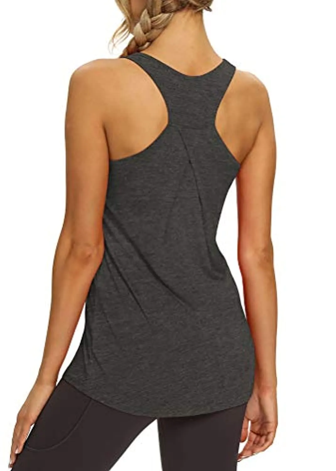 Mippo Womens Workout Tops Athletic Yoga Tennis Shirts Flowy Long Racerback Tank Tops