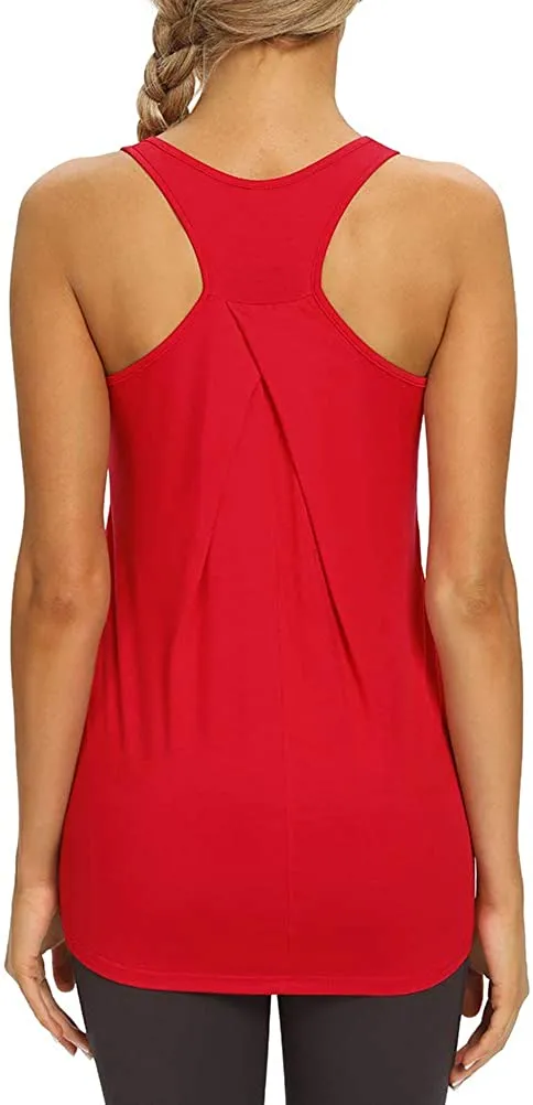 Mippo Womens Workout Tops Athletic Yoga Tennis Shirts Flowy Long Racerback Tank Tops
