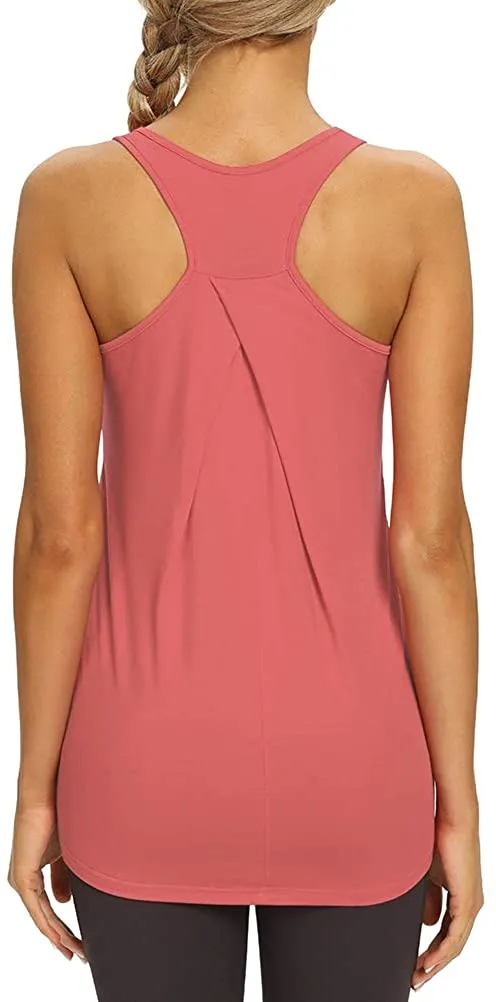 Mippo Womens Workout Tops Athletic Yoga Tennis Shirts Flowy Long Racerback Tank Tops