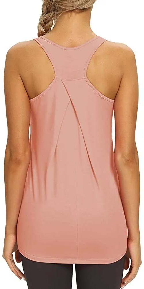 Mippo Womens Workout Tops Athletic Yoga Tennis Shirts Flowy Long Racerback Tank Tops