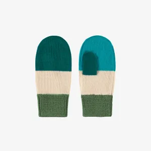 Mitaines en tricot turquoise, vertes et crème, enfant || Turquoise, green and cream knitted mittens, child