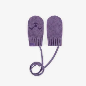 Mitaines mauves en maille, bébé || Purple mittens in knit, baby