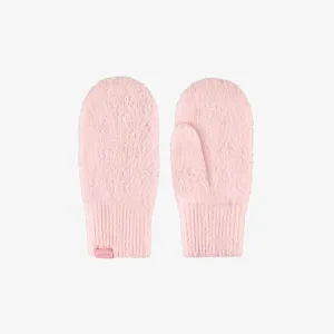 Mitaines rose pâle en tricot, enfant || Soft pink knitted mittens, child