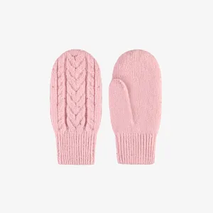 Mitaines roses en tricot, enfant || Pink mittens in knit, child