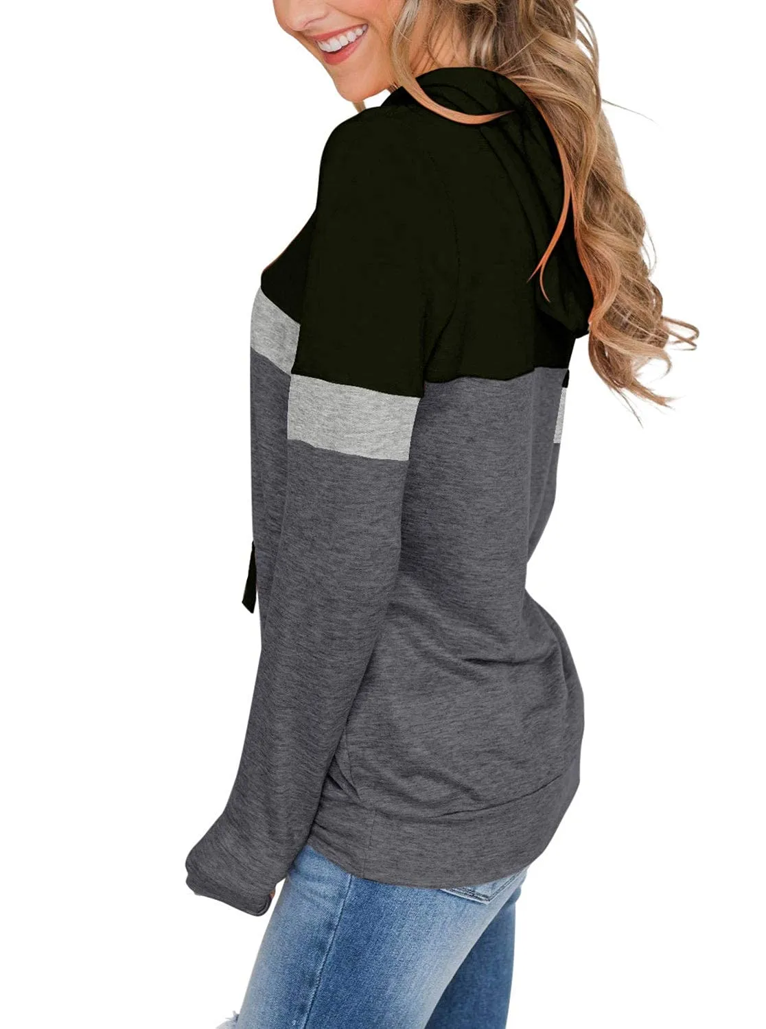 MixShe Womens Fall Fashion 2024 Long Sleeve Shirts for Women Tops Trendy Sweatshirts Hoodies Fashion Outfits Clothes Ladies Casual Tunics Black Gray