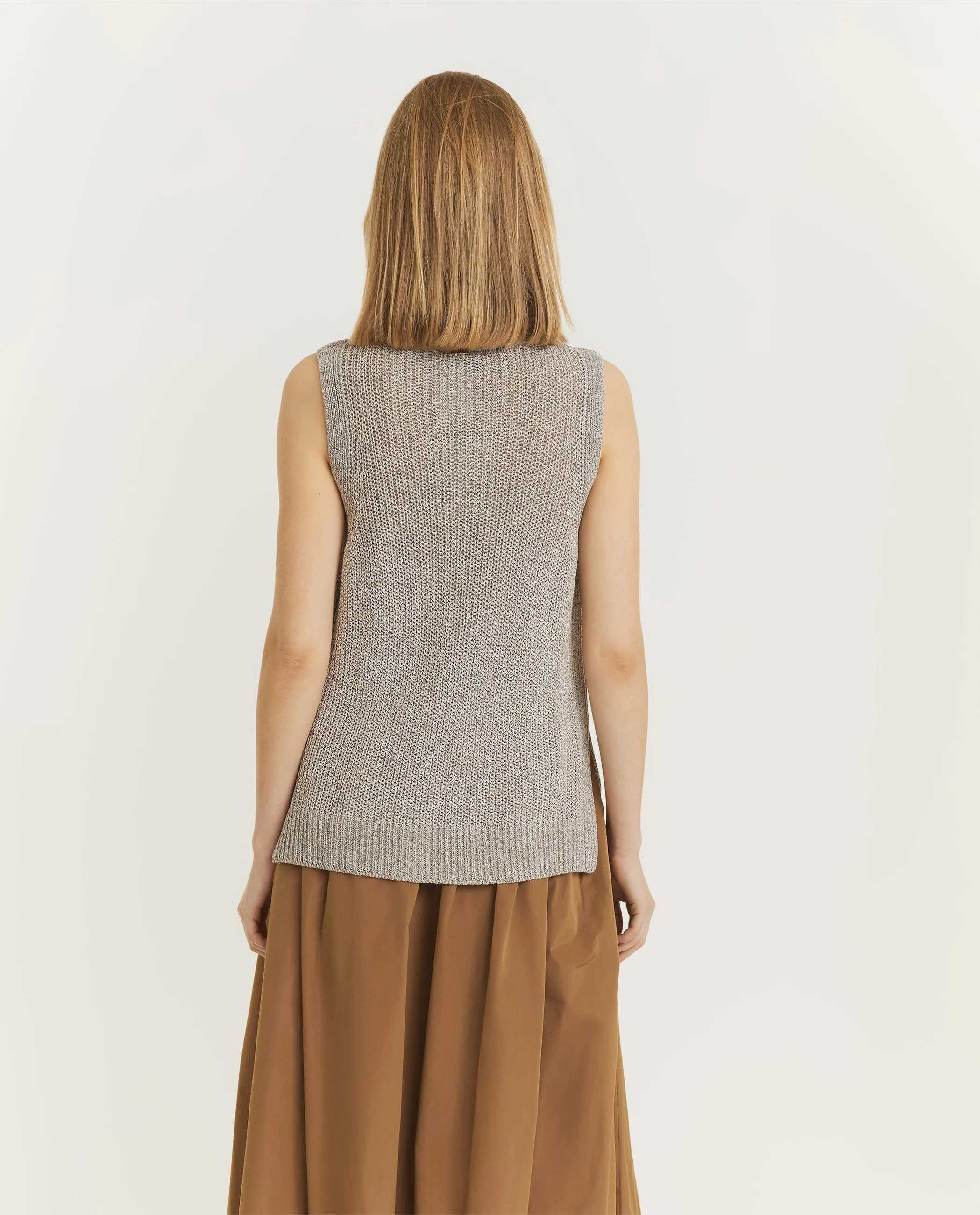 Mouwloze Glitter Top - Lichtgrijs