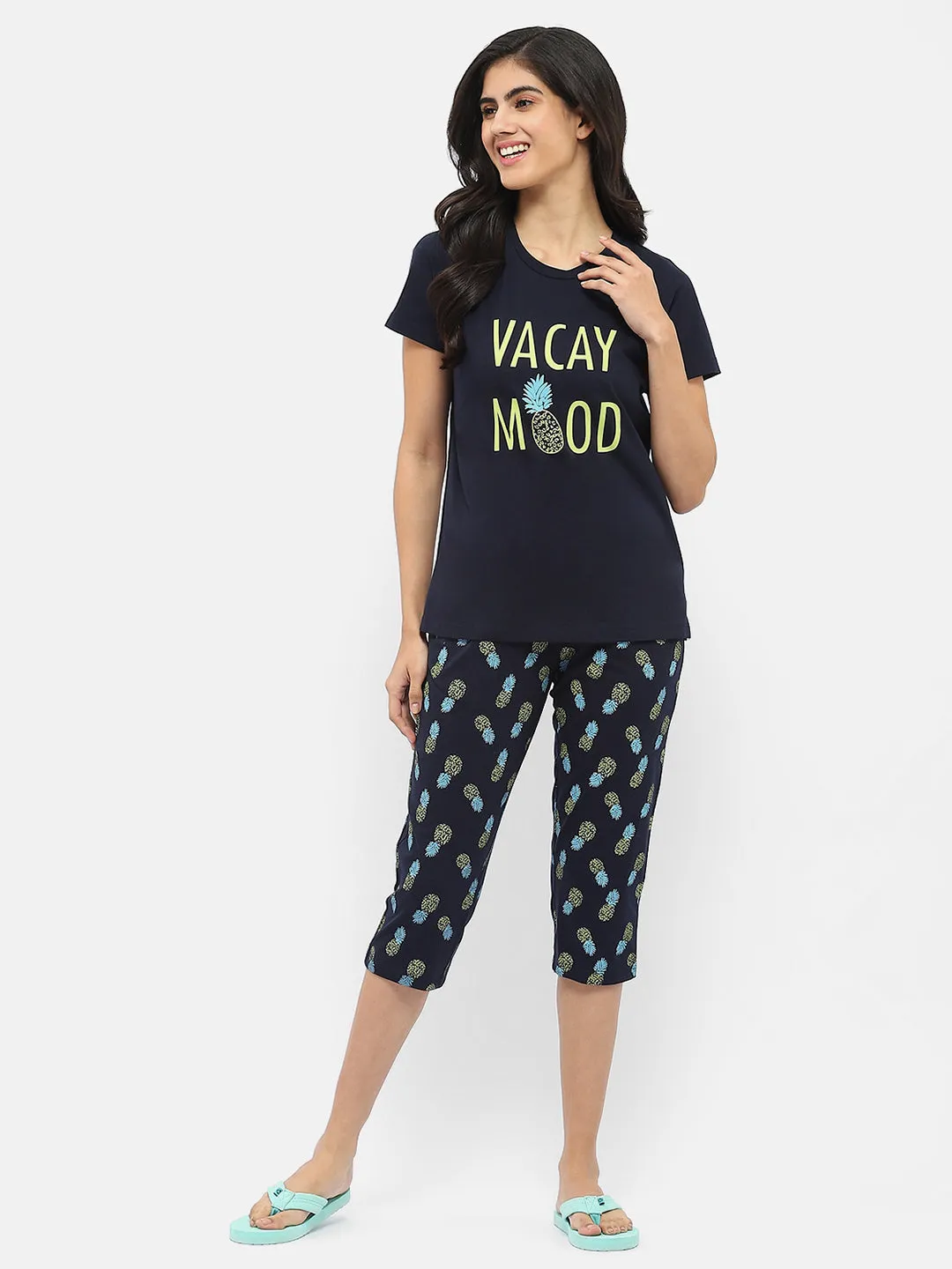 mSECRET Graphic Print Navy Blue Nightsuit