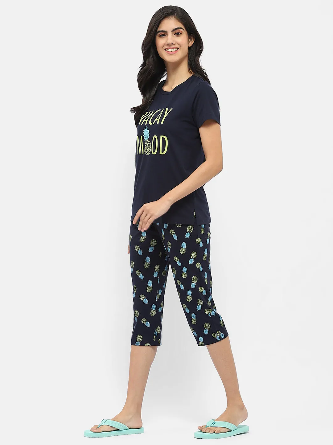 mSECRET Graphic Print Navy Blue Nightsuit