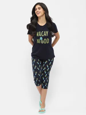 mSECRET Graphic Print Navy Blue Nightsuit
