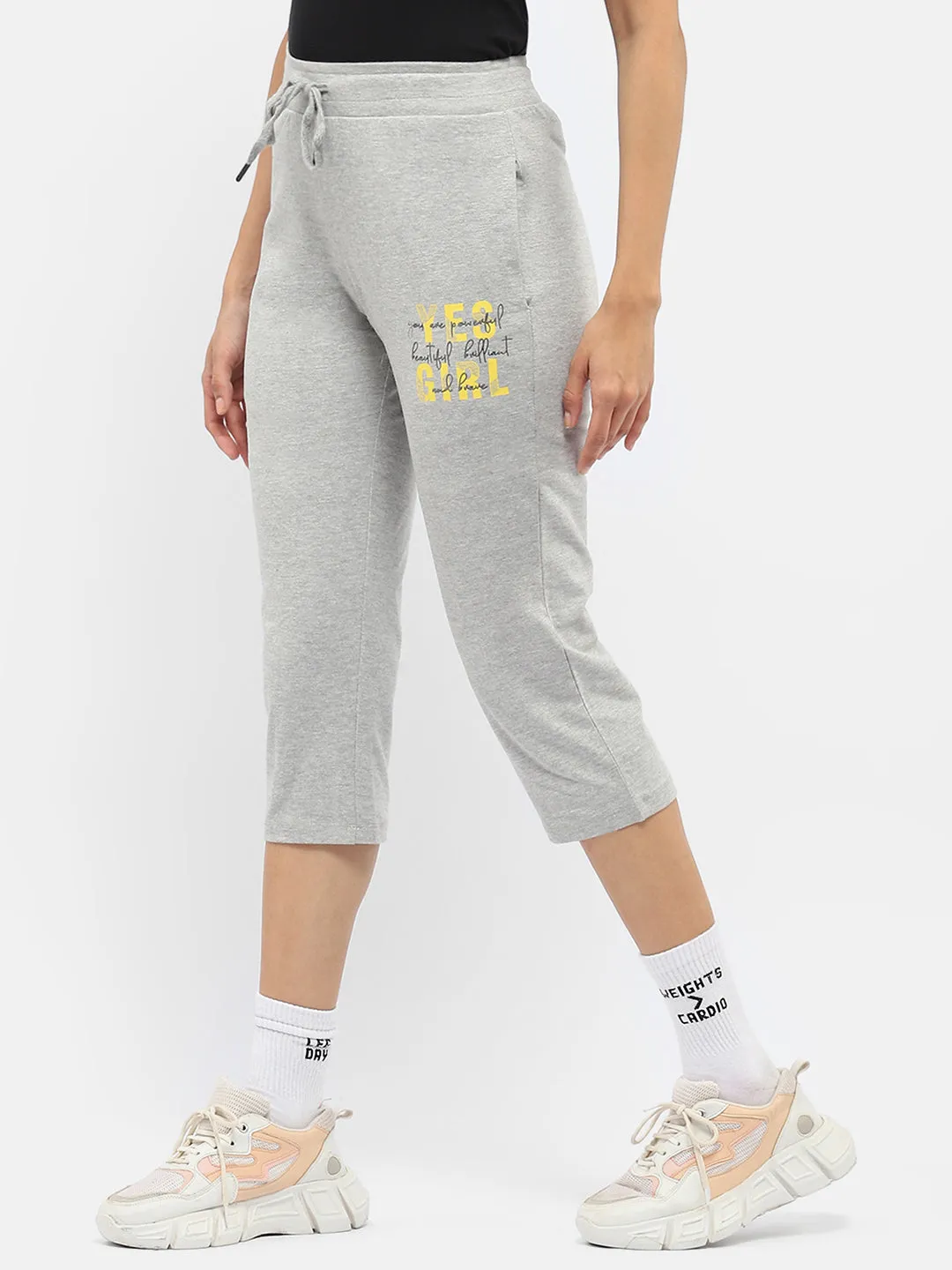 mSECRET Typography Grey Drawstring Waist Capri
