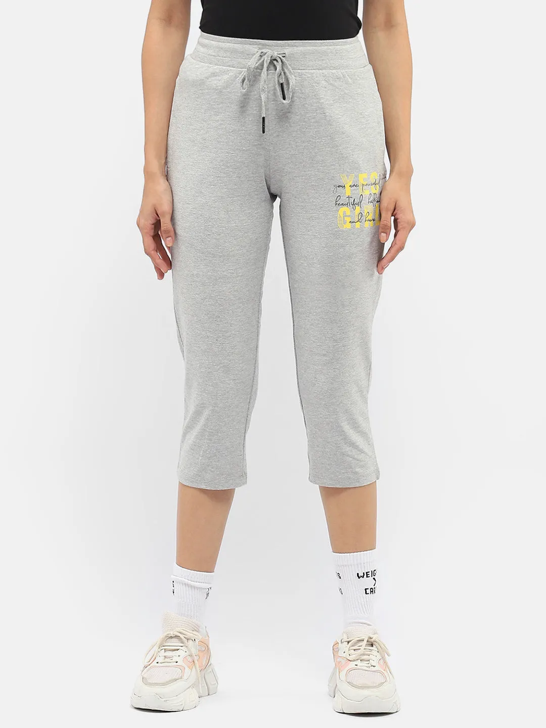 mSECRET Typography Grey Drawstring Waist Capri