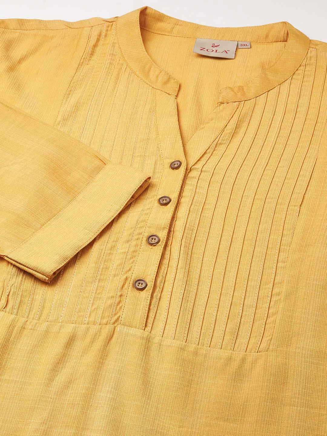 Mustard Comfort Fit Rayon Tunics for Women Online India Hip Length Straight - Zola
