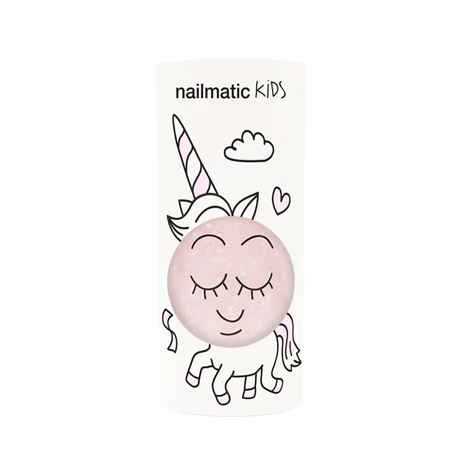 Nailmatic Washable Nail Polish - Clear Polly Powder Pink Glitter