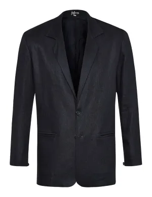 Navy Herringbone Linen Jacket