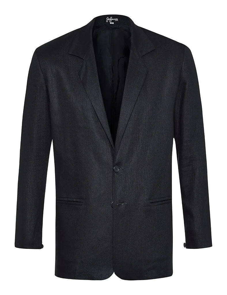 Navy Herringbone Linen Jacket