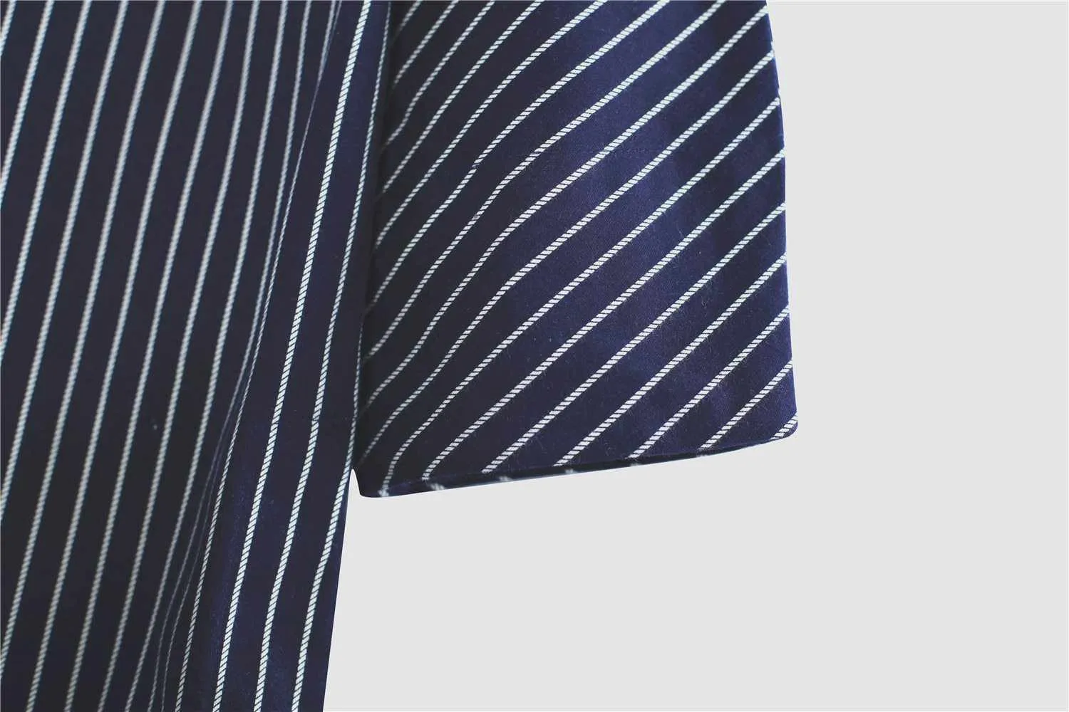 Neo Classic Pinstripe Cheongsam Navy Robe