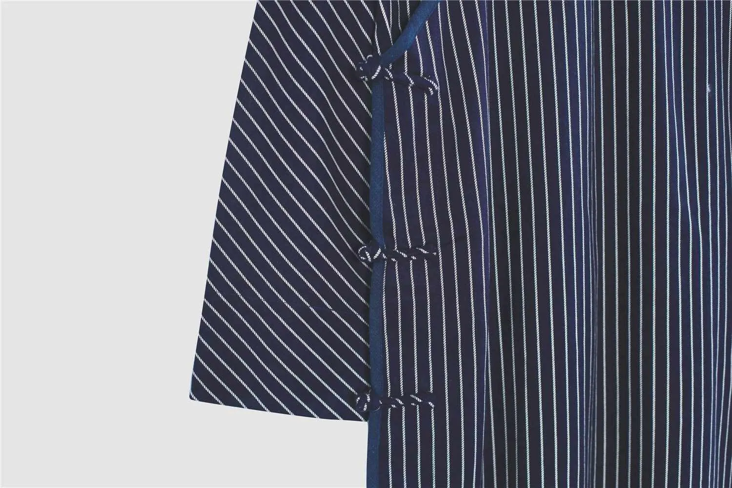 Neo Classic Pinstripe Cheongsam Navy Robe