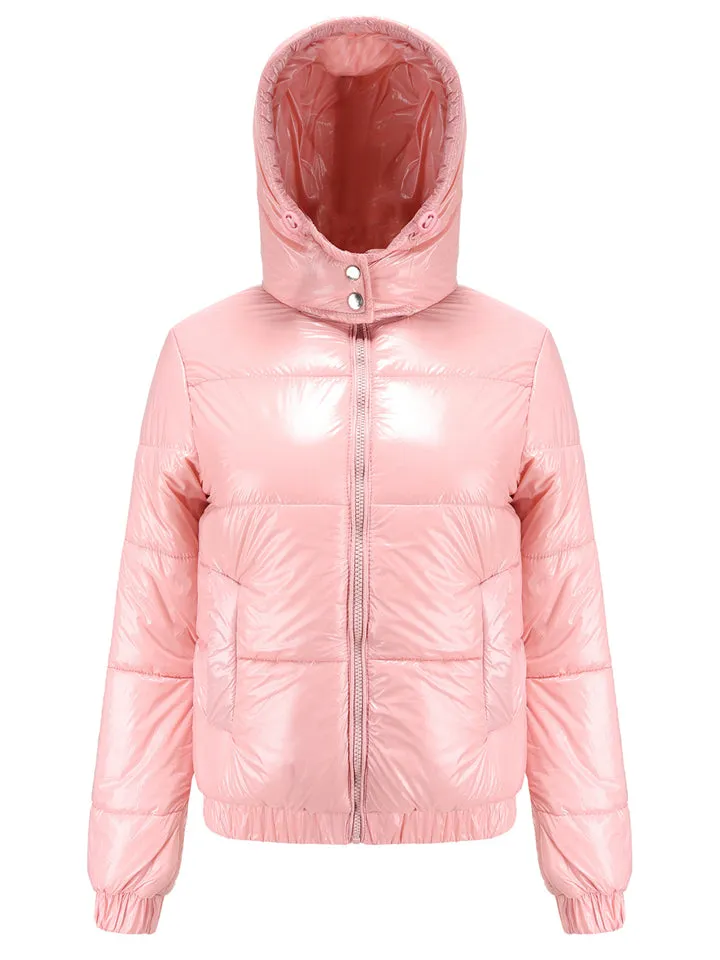 New Winter Keep Warm Hooded Solid Women Zipper Cotton Coats