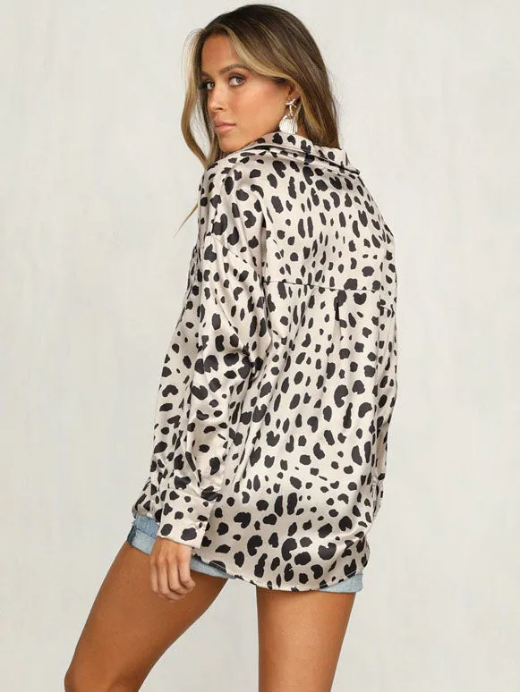 New Women's Cardigan Top Fashion Print Leopard Long-sleeved Shirt Women