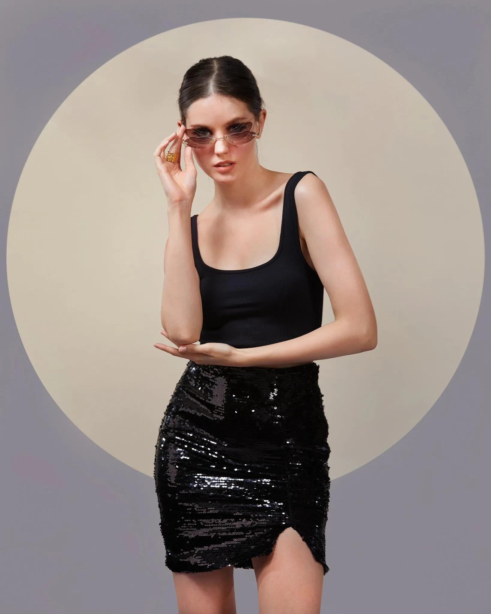 NOIR BLACK SEQUIN MINI SKIRT