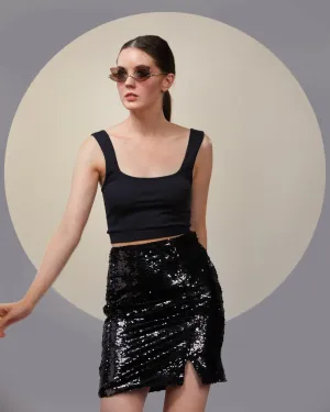 NOIR BLACK SEQUIN MINI SKIRT