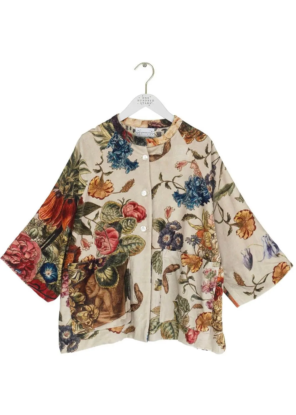 One Hundred Stars Primula Velvet Jachet in Stone