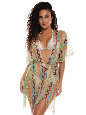 Open Front Tie Short Poncho ::RET