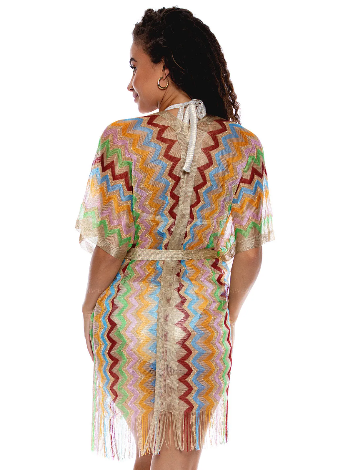 Open Front Tie Short Poncho ::RET