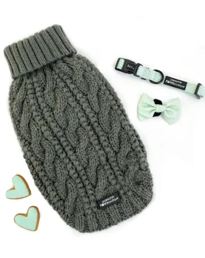 Pawsome Paws Pullover - Khaki Grey Dog Jumper