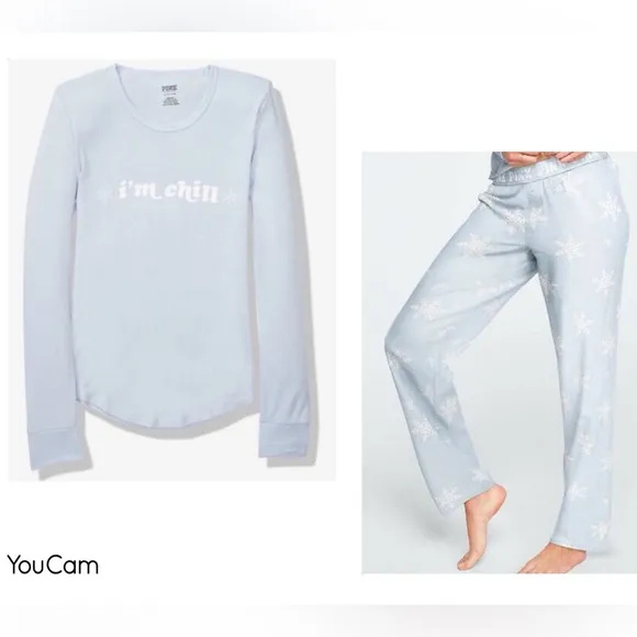Pink 2019 Cozy Sleep Set - snowflake graphic long sleeve shirt &amp; pants