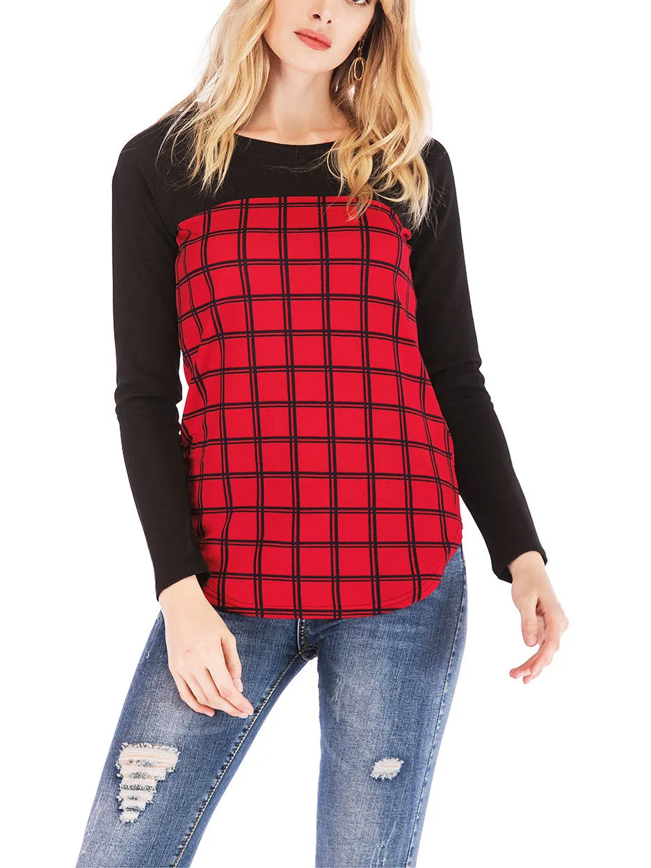 Plaid Knit Sleeve Casual Shirt