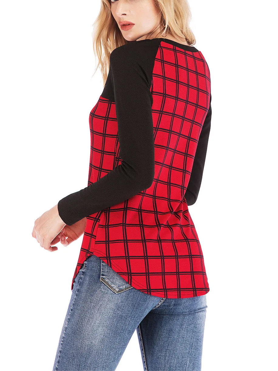 Plaid Knit Sleeve Casual Shirt