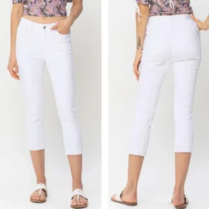PLUS Judy Blue NWT Style 78107 Crisp White Skinny Fit Mid Rise Crop Capri Sz 20W