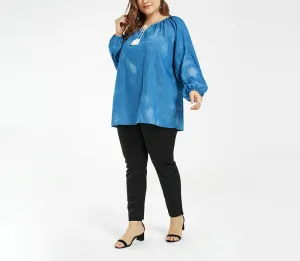 Plus Size Casual Lantern Sleeve Thin Denim Top