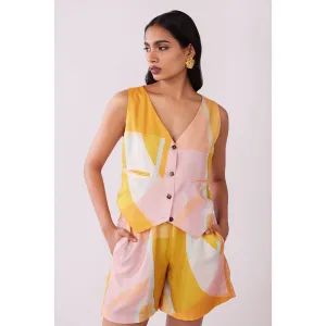 Poppi Sunshine Abstract Printed Waistcoat