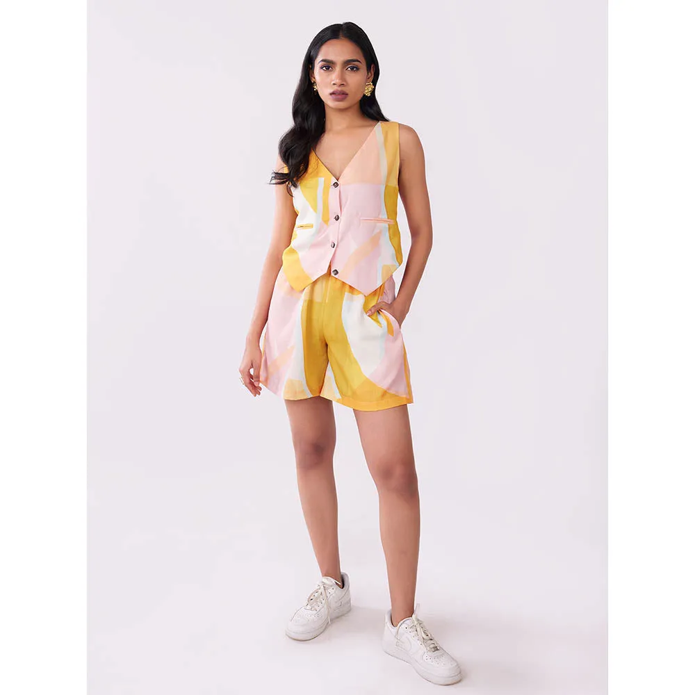 Poppi Sunshine Abstract Printed Waistcoat