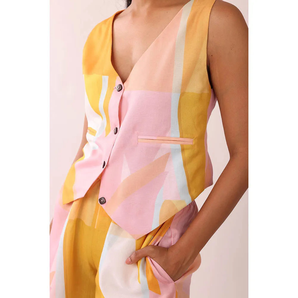 Poppi Sunshine Abstract Printed Waistcoat