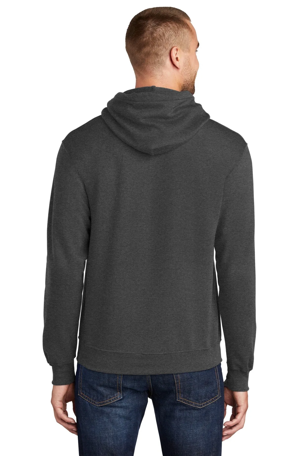 Port & Company Core Fleece Pullover Hooded Sweatshirt. PC78H Dark Heather Grey