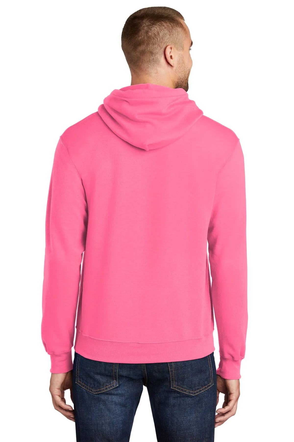 Port & Company Core Fleece Pullover Hooded Sweatshirt. PC78H Neon Pink