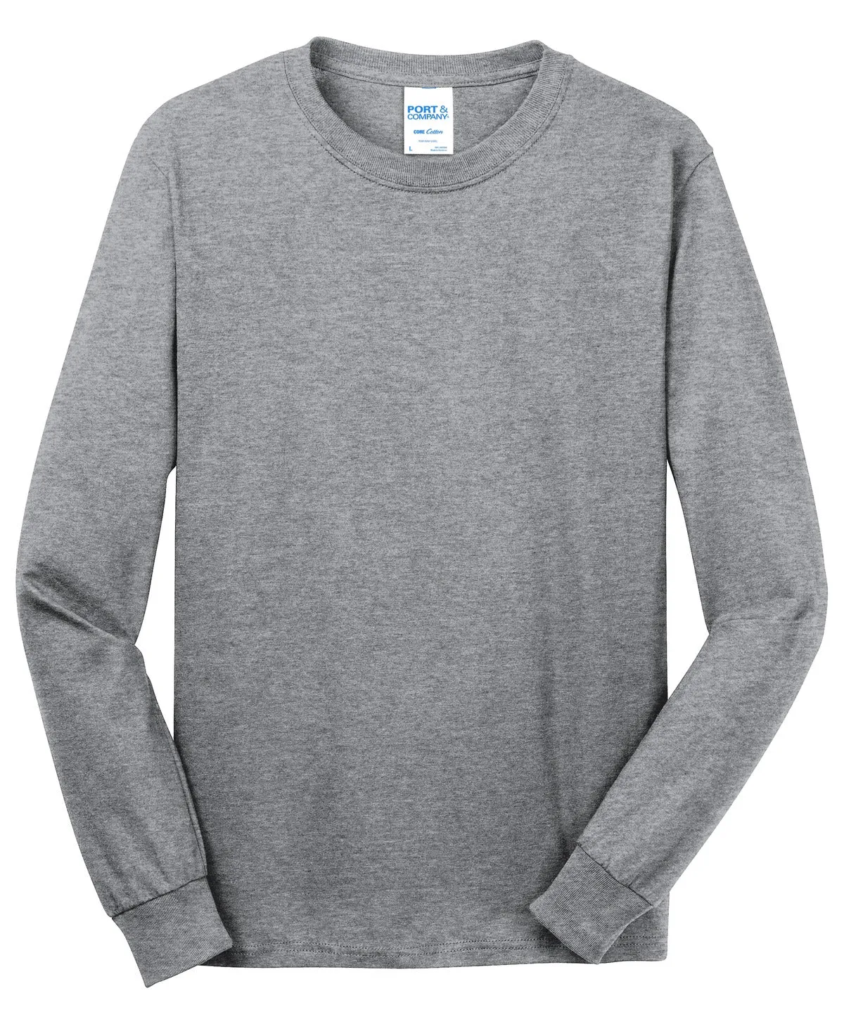 Port & Company Long Sleeve Core Cotton Tee. PC54LS Athletic Heather