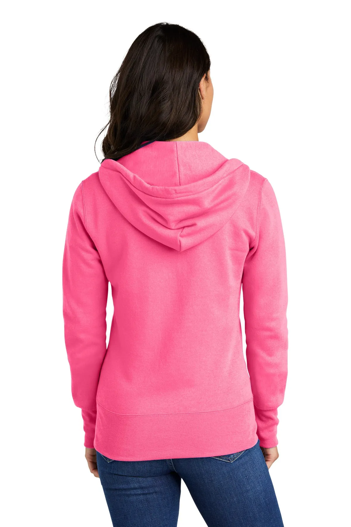 Port & Company Women's Core Fleece Full-Zip Hooded Sweatshirt. LPC78ZH Neon Pink
