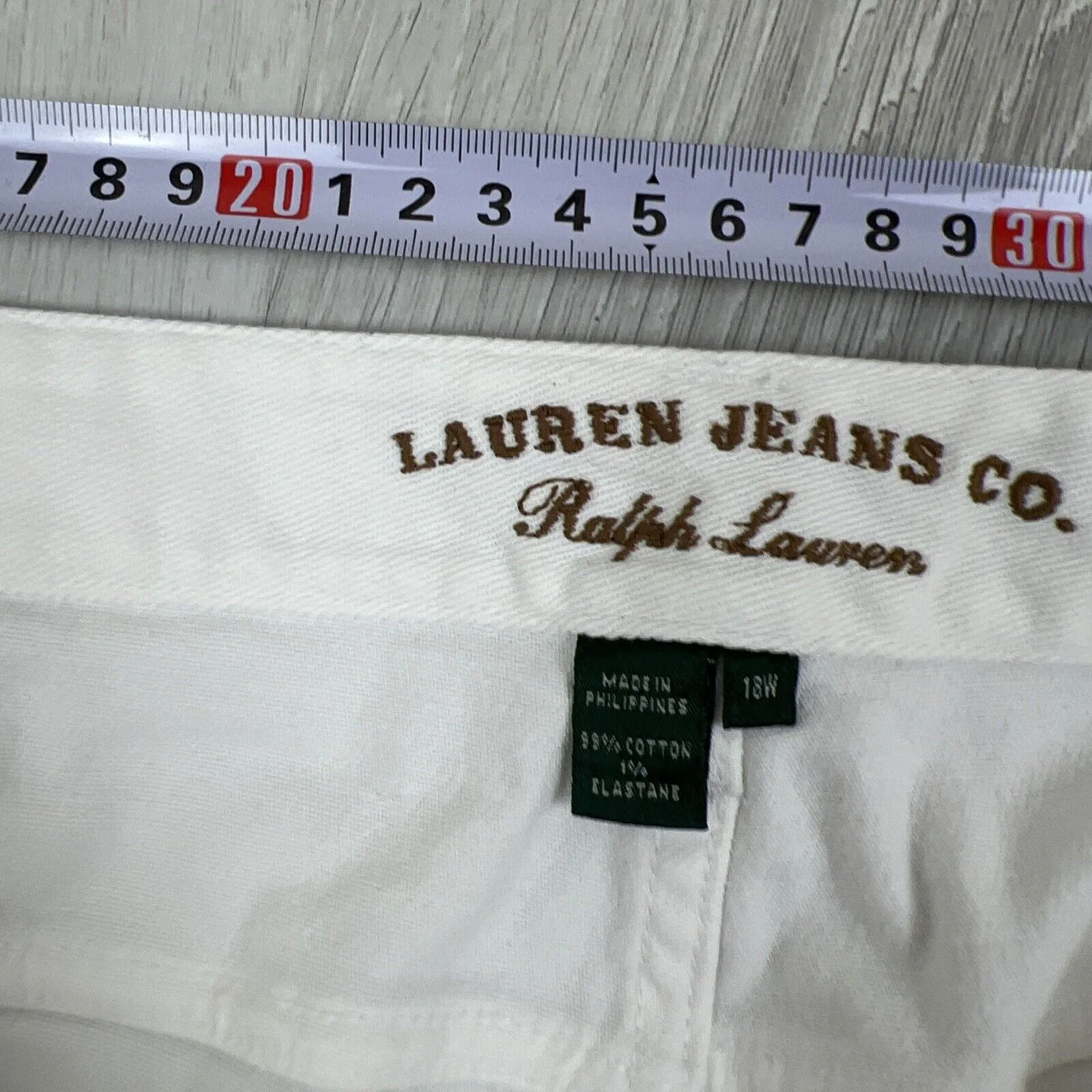 Ralph Lauren Jeans Co. Womens White Relaxed Wide Leg Jeans Size 18W