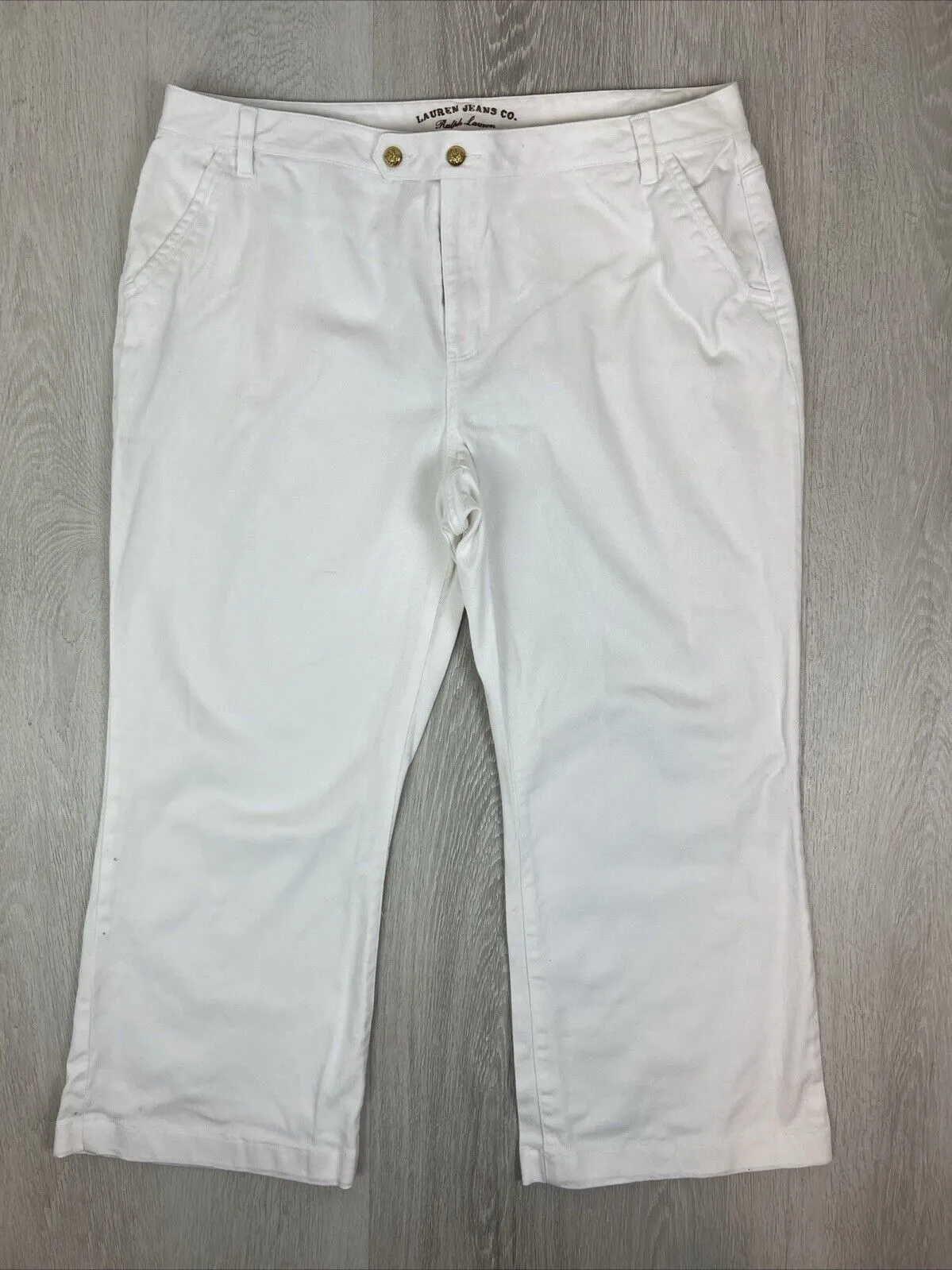 Ralph Lauren Jeans Co. Womens White Relaxed Wide Leg Jeans Size 18W